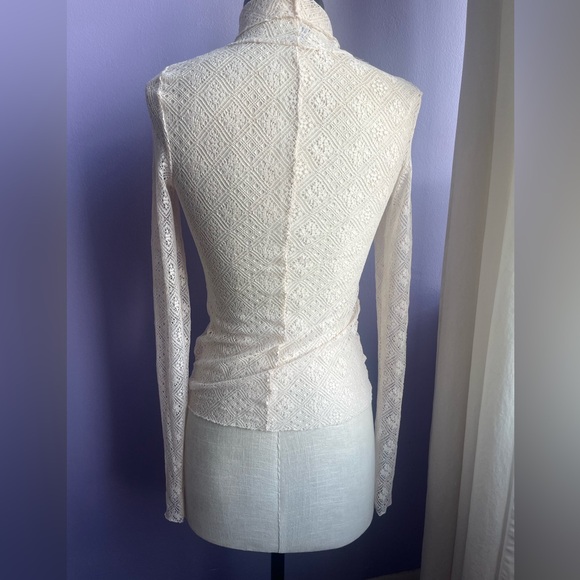FREE PEOPLE Sweet Memories Ivory Sheer Lace Turtleneck Top - Picture 6 of 8